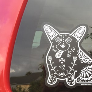 Corgi Decal Sugar Skull Corgi Decal Corgi Sticker Corgi Bumper Sticker Corgi Laptop Sticker Corgi Car Decal Corgi Gift Idea image 2