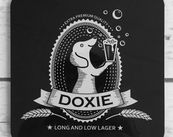 Dachshund Beer Label Coasters - Set of 4