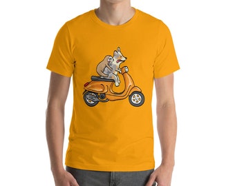 Merle Corgi with Sloth on Scooter - Short-Sleeve Unisex T-Shirt