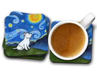 Westie West Highland Terrier  Coasters - Set of 4 - Starry Night Westie