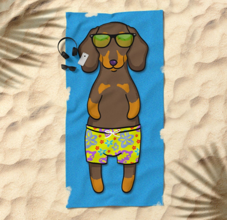 Dachshund Beach Towel Dachshund Gift 30 x 60 or 36 x 72 Gift for Dachshund Lovers Funny Sunbathing Dachshund wiener dog dox image 6