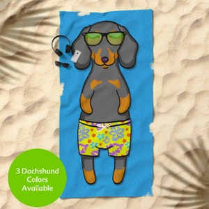 Dachshund Beach Towel Dachshund Gift 30 x 60 or 36 x 72 Gift for Dachshund Lovers Funny Sunbathing Dachshund wiener dog dox image 7