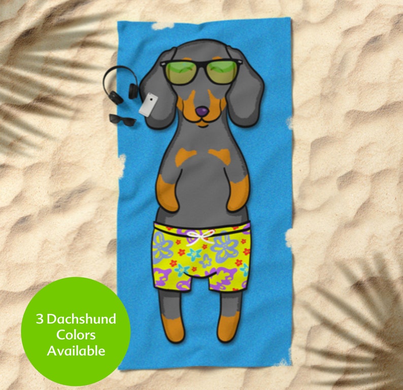 Dachshund Beach Towel Dachshund Gift 30 x 60 or 36 x 72 Gift for Dachshund Lovers Funny Sunbathing Dachshund wiener dog dox image 7