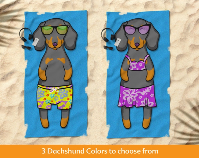 Dachshund Beach Towel - Dachshund Gift - 30" x 60"  - Gift for Dachshund Lovers - Funny Sunbathing Dachshund -wiener dog dox