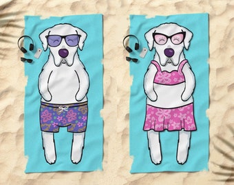 Great Pyrenees Beach Towel - Great Pyrenees Gift - 30" x 60" or 36" x 72" - Gift for Great Pyrenees Lovers - Funny Sunbathing Great Pyrenees