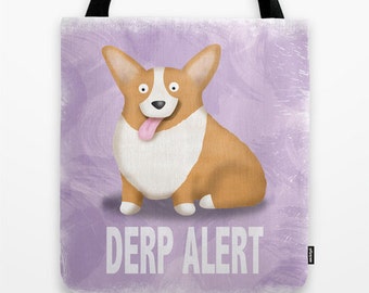 Pembroke Welsh Corgi Tote Bag - Corgi - Pet Lover Gift - Derp - CHOOSE BACKGROUND COLOR