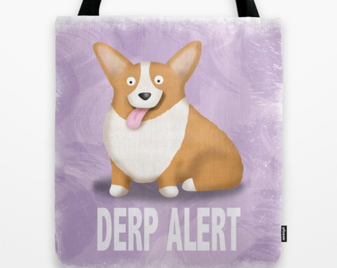 Pembroke Welsh Corgi Tote Bag - Corgi - Pet Lover Gift - Derp - CHOOSE BACKGROUND COLOR