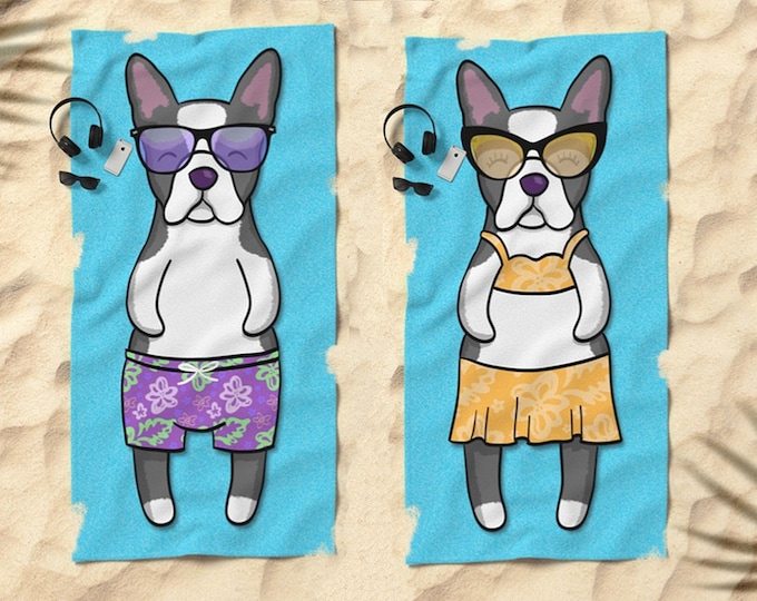Boston Terrier Beach Towel  - 30" x 60" or 36" x 72"