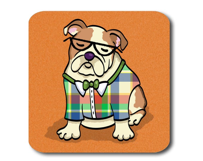English Bulldog Coasters - Fun English Bulldog Coasters - Set of 4 - English Bulldog Gift - Choose Background Color