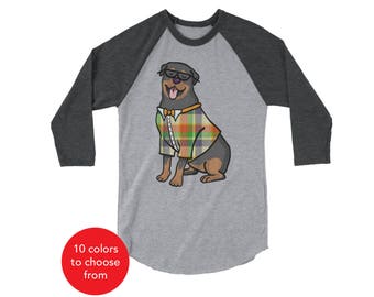 Rottweiler Raglan 3/4 Sleeve Shirt - Rottweiler Shirt - Rottweiler Gift - Rottweiler T Shirt