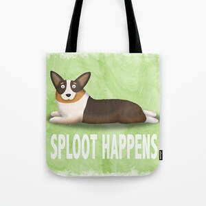 Pembroke Welsh Corgi Tote Bag Corgi Pet Lover Gift Sploot Happens Black Headed Tri Corgi CHOOSE BACKGROUND COLOR image 3