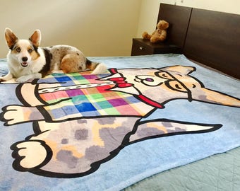 Corgi Blanket - Corgeek -  50" x 60" or 60" x 80" - Pembroke and Cardigan Corgi Blanket