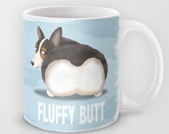 Pembroke Welsh Corgi Coffee Mug - Tri Color Corgi - Pet Lover Gift - Fluffy Butt - Corgi Mug