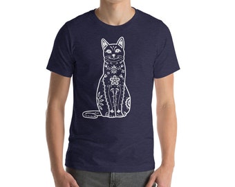 Sugar Skull Cat - Short-Sleeve Unisex T-Shirt