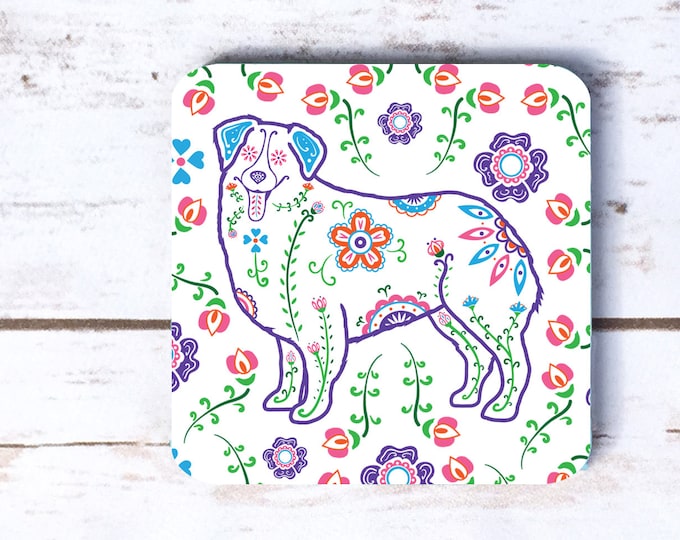 Sugar Skull Australian Shepherd Coasters - Set of 4