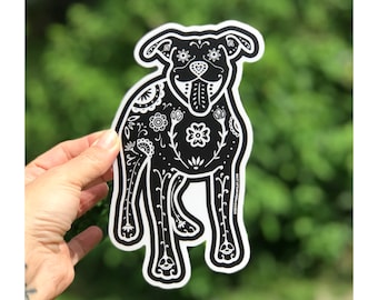 PIt Bull Decal - Sugar Skull Pit Bull Decal - Pit Bull Sticker - Pit Bull Bumper Sticker - Pit Bull Laptop Sticker - Pit Bull gift Car Decal