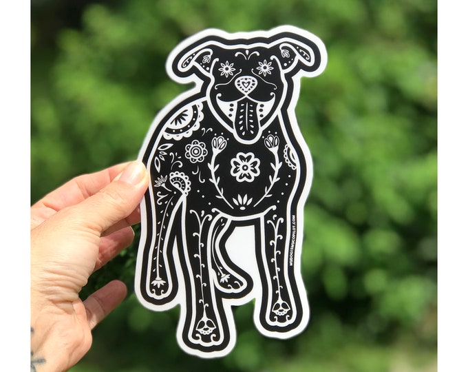 PIt Bull Decal - Sugar Skull Pit Bull Decal - Pit Bull Sticker - Pit Bull Bumper Sticker - Pit Bull Laptop Sticker - Pit Bull gift Car Decal