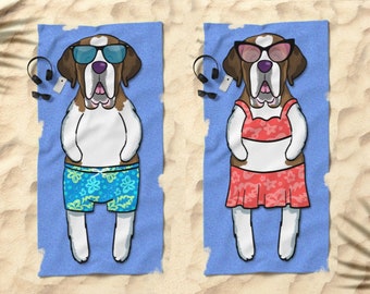 Saint Bernard Beach Towel - st bernard Gift - 30" x 60" or 36" x 72" - Gift for Saint Bernard Lovers - Boy or Girl Sunbathing Saint Bernard