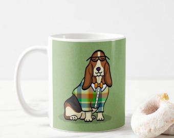 Basset Hound Mug - Pet Lover Gift - choose background color
