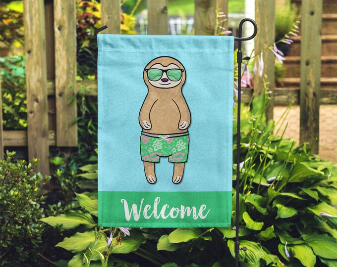Sloth Garden Flag (BOY)  Double Sided - Unique Sloth Gift - BOY Sloth Garden Flag