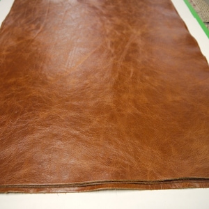 Cognac Brown Waxed Leather Sheets from 4.7'', Veg Tanned Leather Hides,  Crazy Horse Leather Scraps and Pieces, Italian Cowhide Supplier