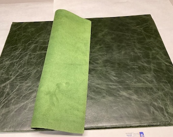 4 Large Leather panels 3 colors Green, Blue, Olive 18" x 24"