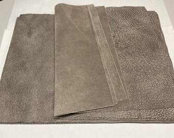 3 leather pebbly soft panels 18”x 24” Stone