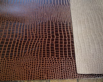 4 Large Leather crocodile panels Leather 18" x 24"