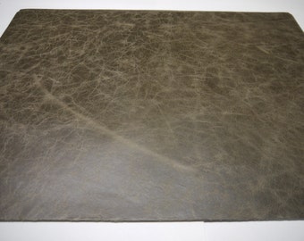 4 Large Leather panels Olive distress smooth 18"x 24" free shipping.