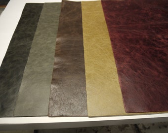 5 Distressed Leather panels  5 colors Large 18" x 24"