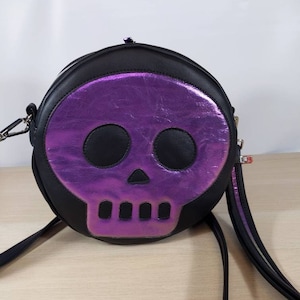 Cráneo esqueleto personalizado círculo bandolera bolso bolso bolso