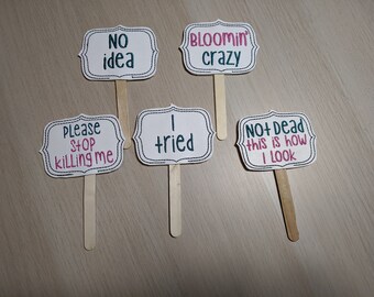 Funny Plant Markers Stakes Set D - Free shipping included in the US