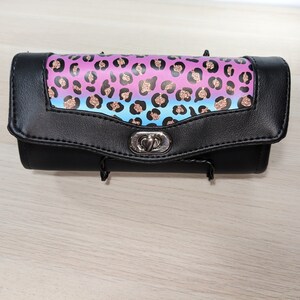 Necessary Clutch Wallet Wristlet, Leopard Print Clutch Bag, Pink Purple Leopard Wallet Phone Case, Handmade Gift for Women, Birthday Gift