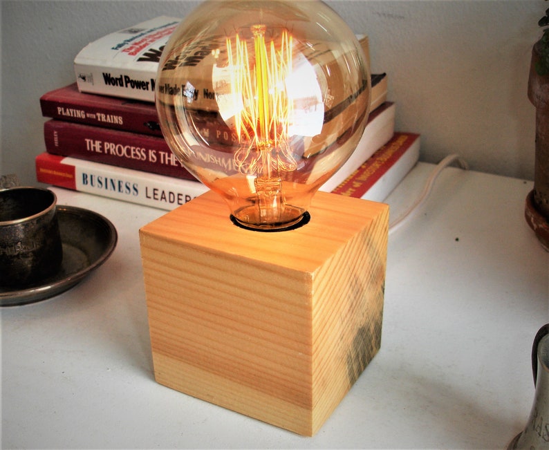 6 Solid White Pine Table Lamp With A 3 Dai Globe Bulb Features An In Line Dimmer Switch Free Ship
