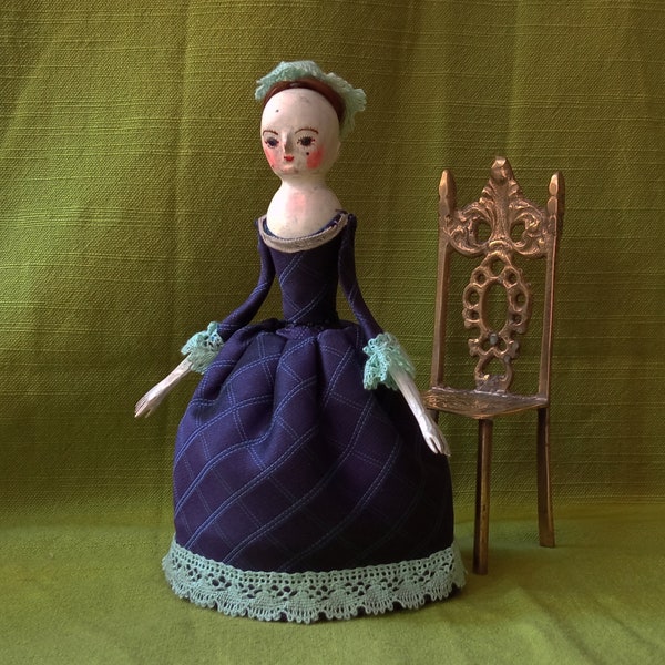 Wooden doll Pandora. Queen Anna. Miniature. Five inches.