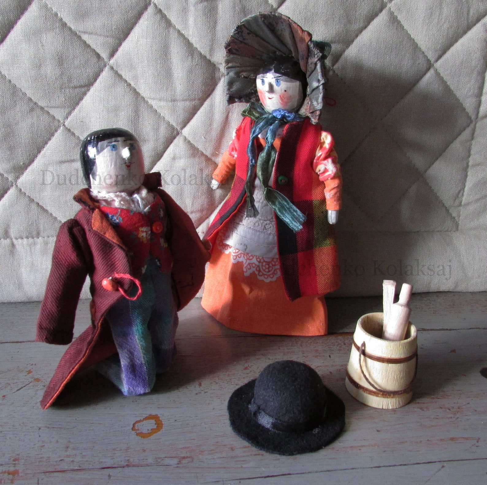 Wooden Dutch doll. Seven inches. Grodnertal. Lovers. Etsy