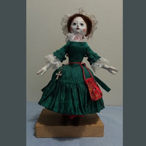 Wooden doll. Queen Anna. Emerald Lady.