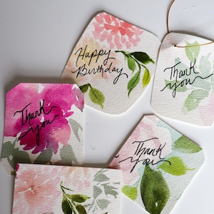 Set von 5 original Aquarell Geschenk nimmt/ Glückwünsche, alles Gute zum Geburtstag, Danke