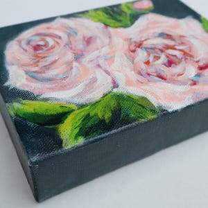 Original Mini Acrylic Rose Painting/Shelf Accents & Decor/ Mini Gallery Canvas/ Hand Painted Gift