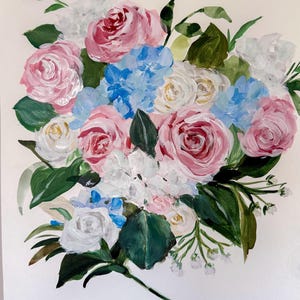 カラフルな花瓶 - キャンバスに描かれた手作りの印象派の花の絵画