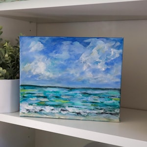 Original Acrylic Seascape Painting, 8x10, Impressionist Ocean Painting, Gift for Beach and Ocean Lovers