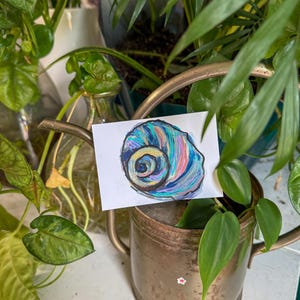 Original Nautilus Shell Artist Trader Card | Mini kustmålning, havskonstverk (ACEO)