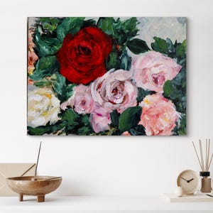 Original 9x12 Floral Acrylic Painting “Garden at Dusk” Deep Edged Canvas/ Floral Home Decor/Unique Hand Painted Wall Art and Gifts