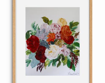 CUSTOM Watercolor Wedding Bouquet Painting, Wedding Keepsake, Bouquet Keepsake, Bridal Flowers