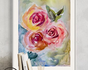 Stampa d'arte - Rose ad acquerello