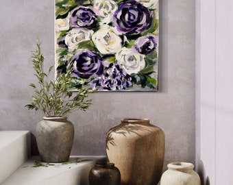 Peinture acrylique originale - Jardin violet