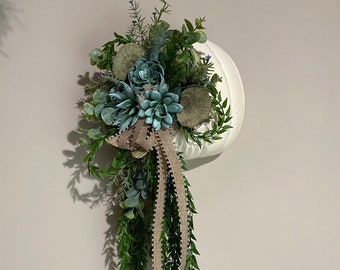 Fall Succulent Pumpkin Greenery Wall Hanging