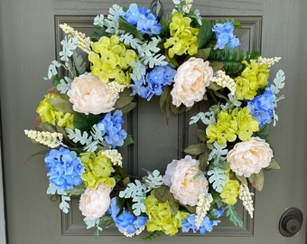 Summer Southern Hydrangea Silk Flower Wreath