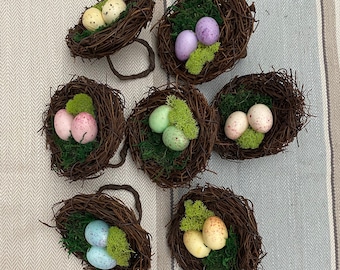 Bird Nest Napkin Ring with Pastel Eggs