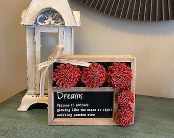 Fall Zinnias Embellished 'Dreams' Wooden Box